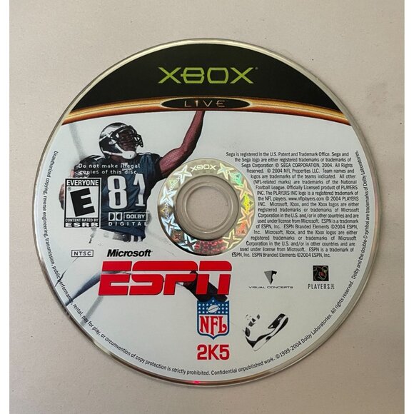 XBOX LIVE NFL ESPN 2K5 BY SEGA ONLINE ENABLED Disc Only - Picture 1 of 6
